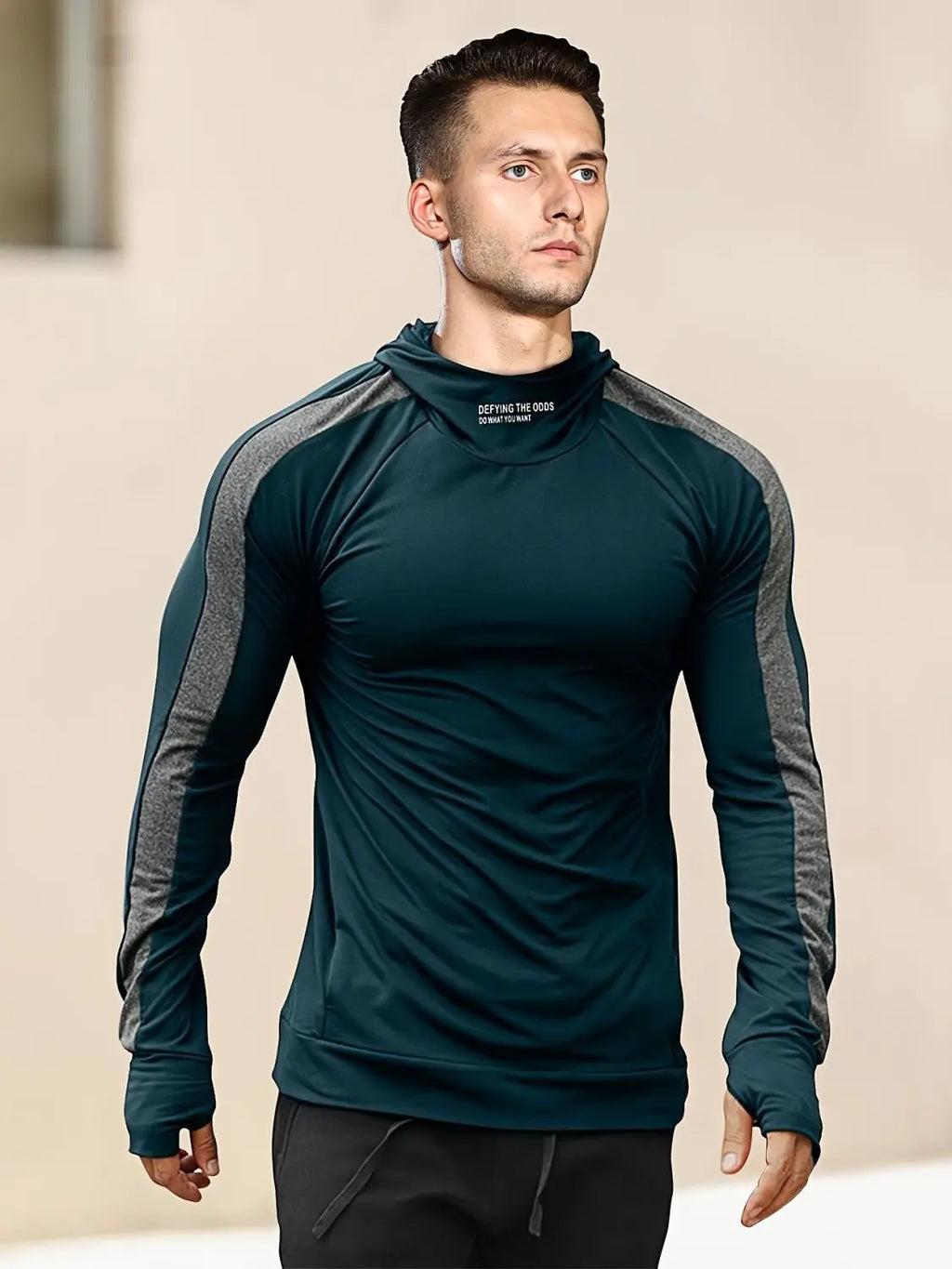 Men's Sports Hooded Quick-drying Breathable Cool Tight Outdoor Fitness Long-sleeved T-shirt