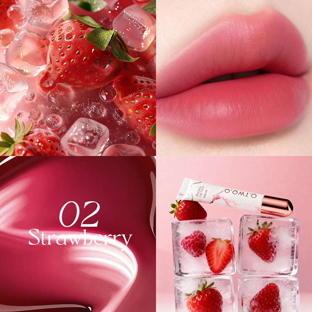 O.TWO.O Lip Stain Lip Tattoo Peel-off Highly Pigmented 48h Color-lock Waterproof Nourish Care Peel-off Lip Tint Lipstick Makeup