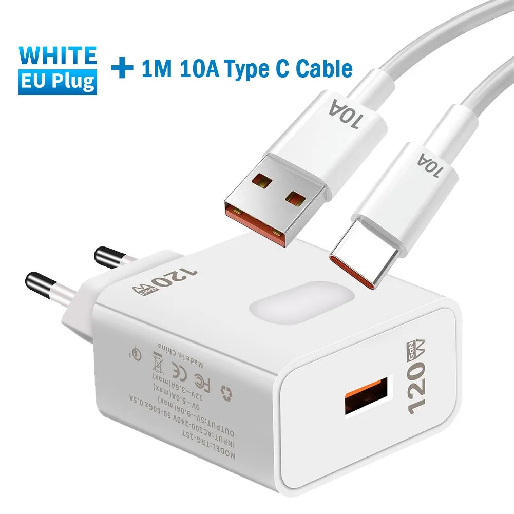 GaN USB Charger Fast Charging Quick Charge 3.0 Type C Cable Mobile Phone Charger Adapter For iPhone Huawei Samsung Xiaomi 14