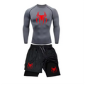 Spring and Autumn Men's Sports Set Quick drying Training Clothes Spider Printed Fitness Top Performance Shorts Gym Casual Sports