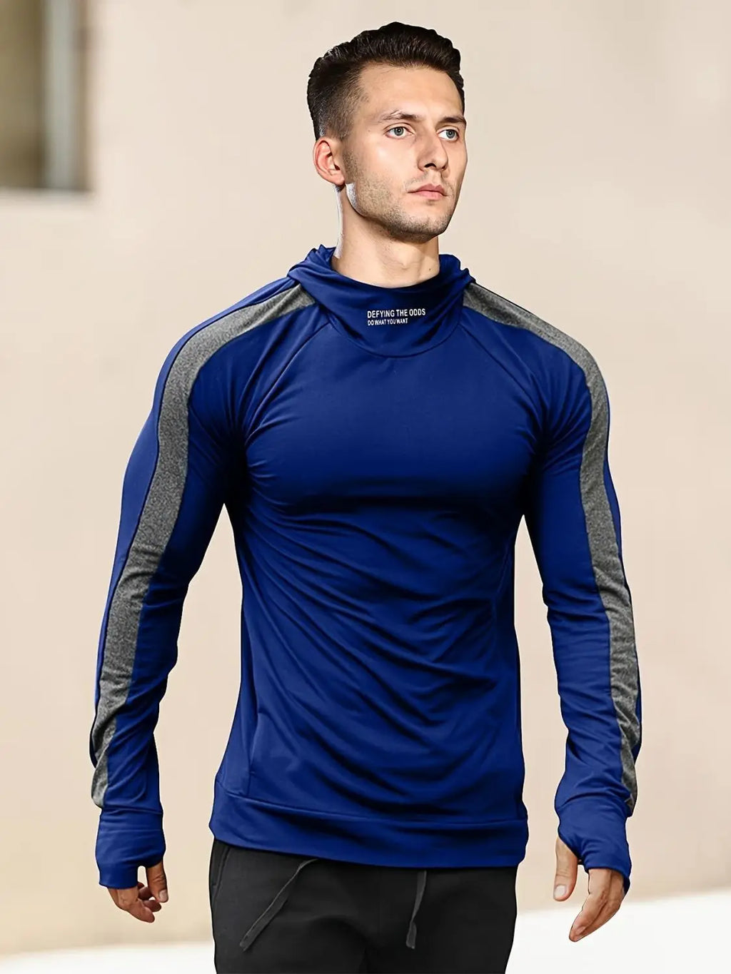 Men's Sports Hooded Quick-drying Breathable Cool Tight Outdoor Fitness Long-sleeved T-shirt