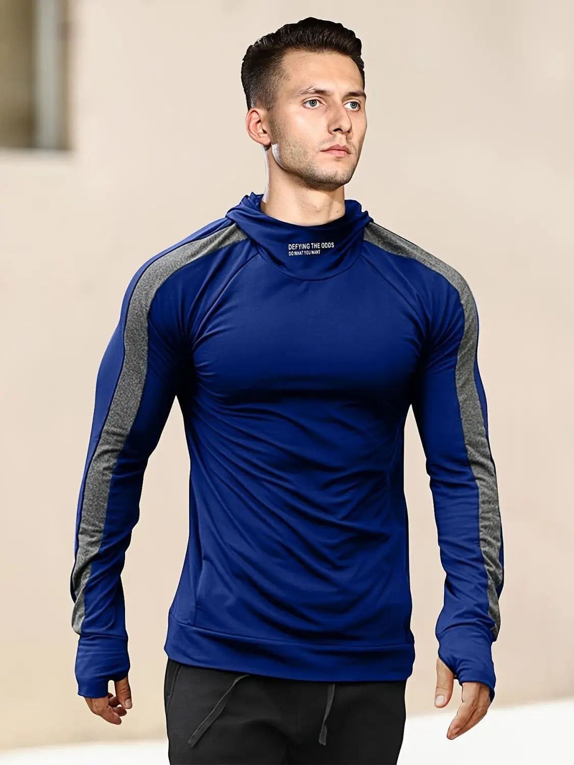 Men's Sports Hooded Quick-drying Breathable Cool Tight Outdoor Fitness Long-sleeved T-shirt