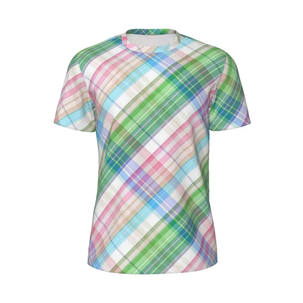 Gym T-Shirt Mondrian Line - Colorful Plaid Y2K Retro Graphic Tee
