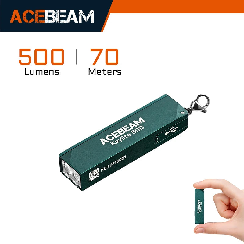 ACEBEAM Keylite 500 EDC Tactical Flashlight - Rechargeable with Self-Defense Strobe