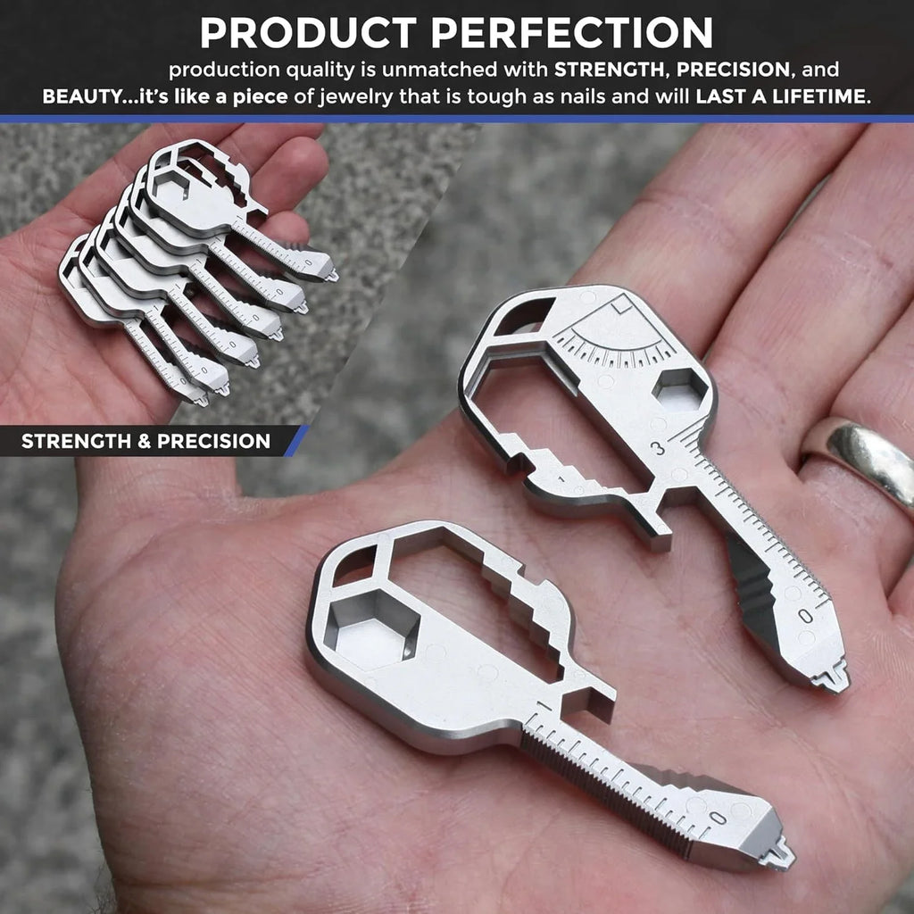 16-in-1 Key-Shaped Multi-Tool - TSA Safe Stainless Steel Keychain