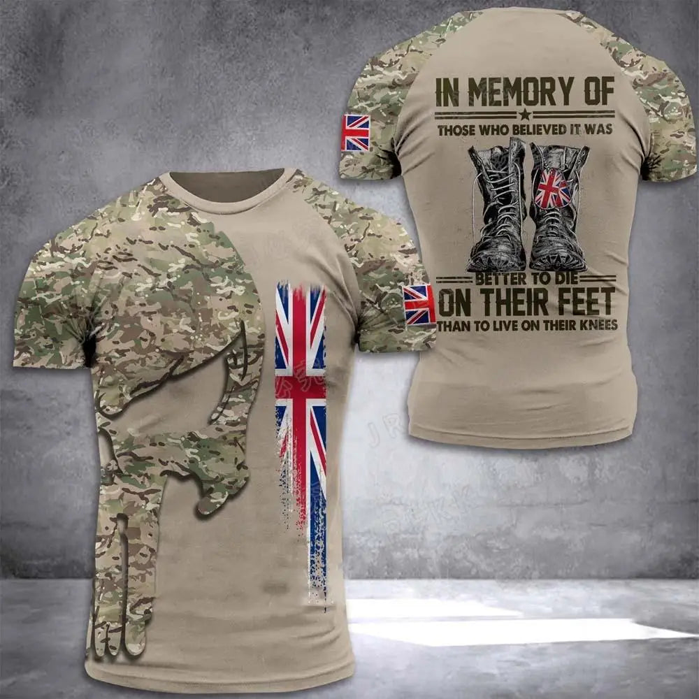 British Soldier Army Veteran T-Shirt - 3D Printed Camouflage Tee