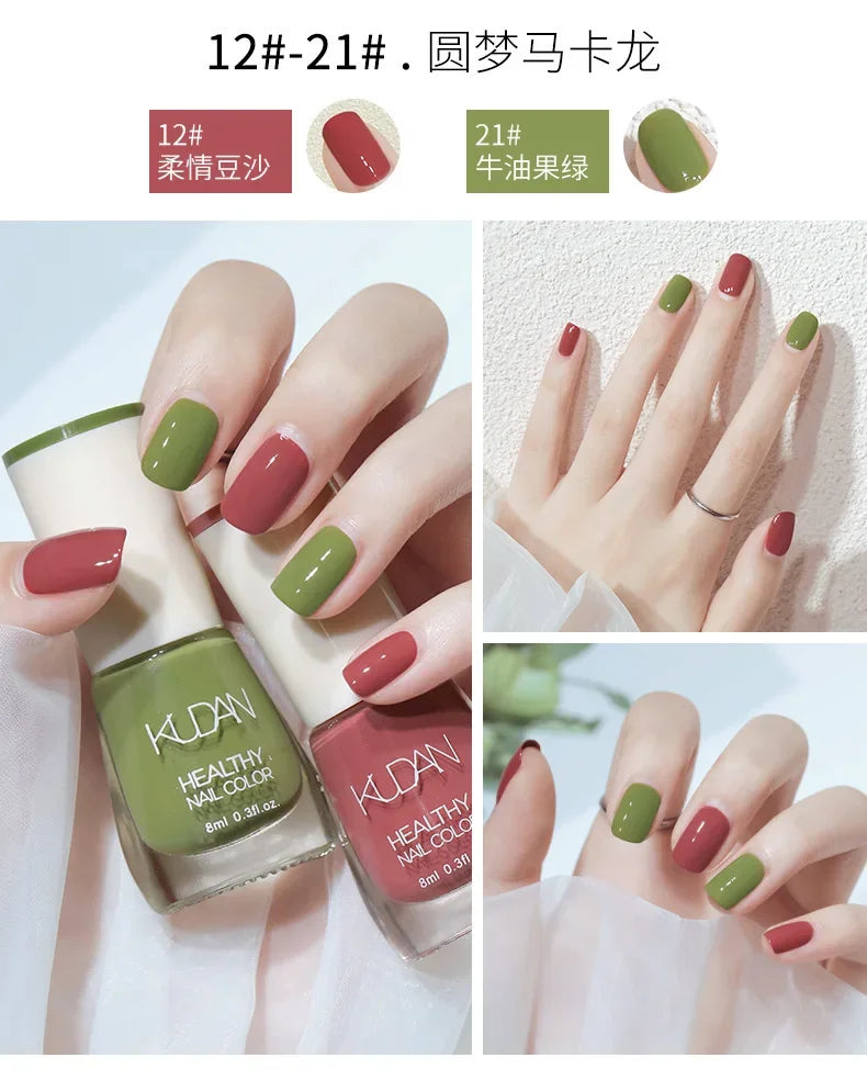 Vernis à ongles sans lampe UV, blanc à fines paillettes, sans cuisson, sans décollement, base huileuse transparente et brillante, couleur nude