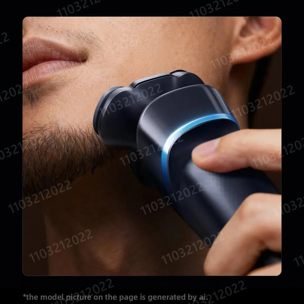 Rasoir électrique Xiaomi Pro avec tondeuse à barbe, utilisable sur peau sèche ou humide, étanche, écran couleur dynamique, rasage complet à 360°, autonomie de 90 jours.
