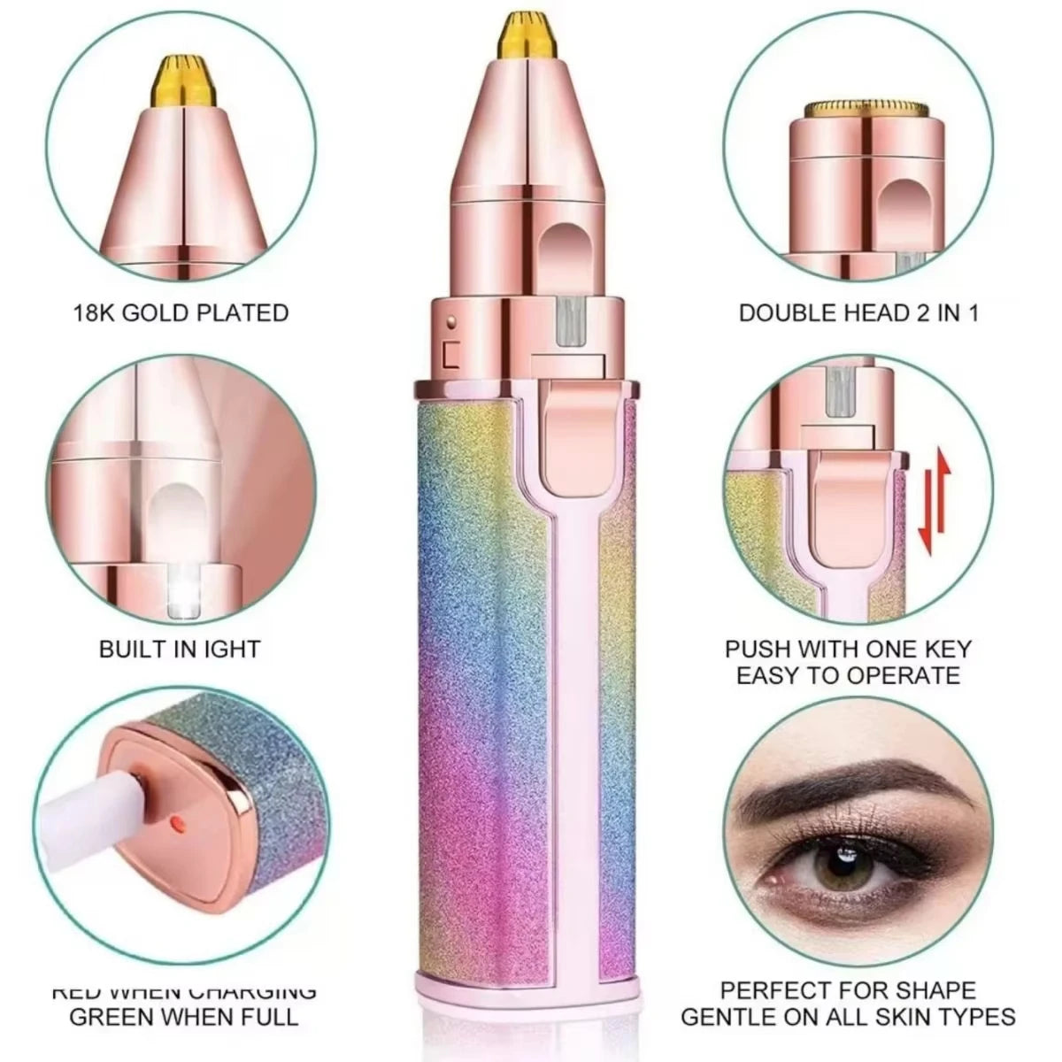 Facial Hair Removal for Women, Mini Hair Remover, Electric Razor Shaver Portable Bikini Epilator for Lips, Chin, Armpit, Peach