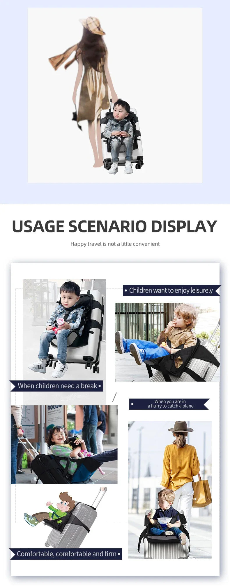Siège enfant portable, équipement de voyage, coussin de sécurité trois points pour enfants de 1 à 8 ans