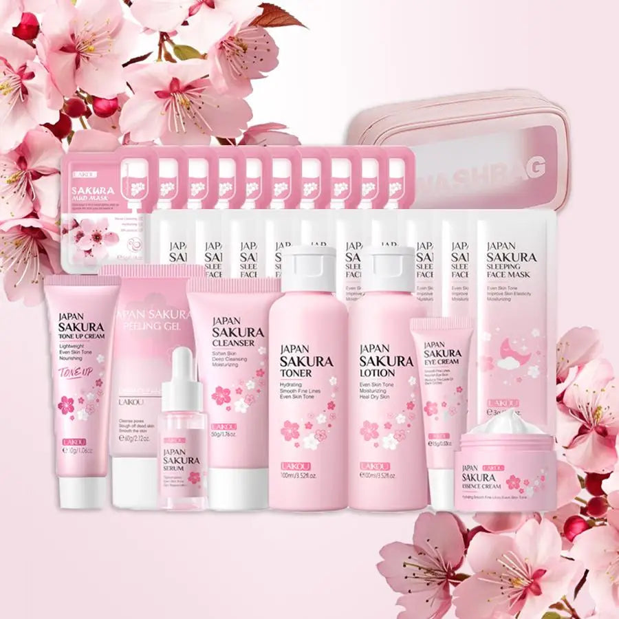 Sakura Skincare Set - 29-Piece Deep Cleansing & Moisturizing Collection