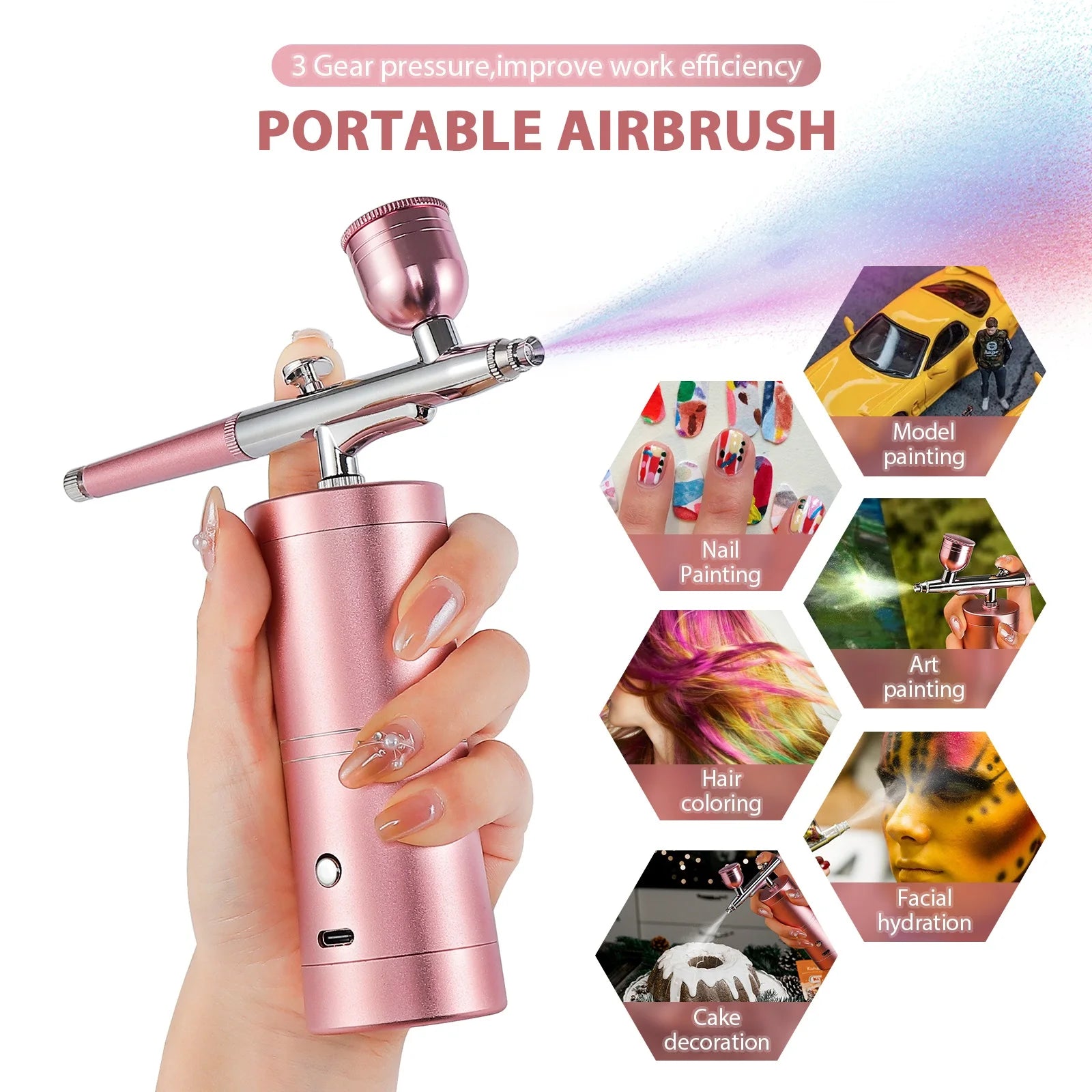 Airbrush Nail Art Painting Kit Mini Airbrush for Nail Art Cake Painting Portable Hand Sprayer Gun Airbrush Nail
