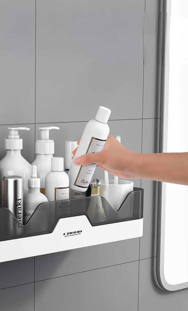 Bath Accessories Home Organizer Shower Shelves Wall Mount Bathroom Shelf WC Shampoo Holder Kitchen Storage Basket Cosmetic Rack