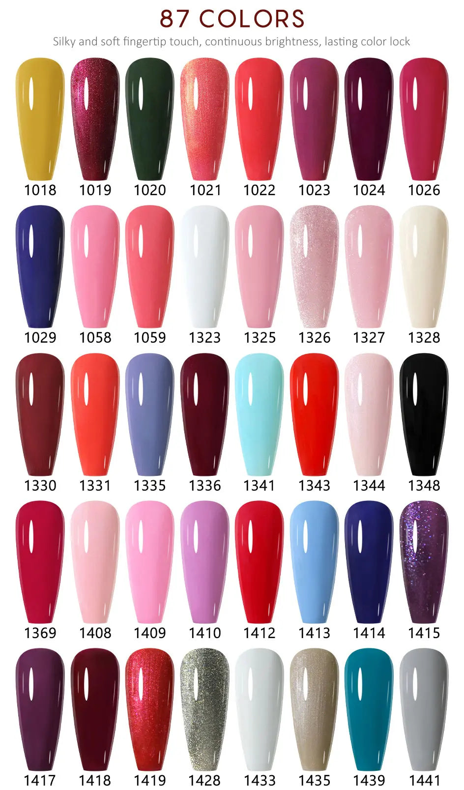Vernis à ongles gel NAILCO 283 couleurs, base et top coat, semi-permanent, UV, pour nail art et manucure hybride.