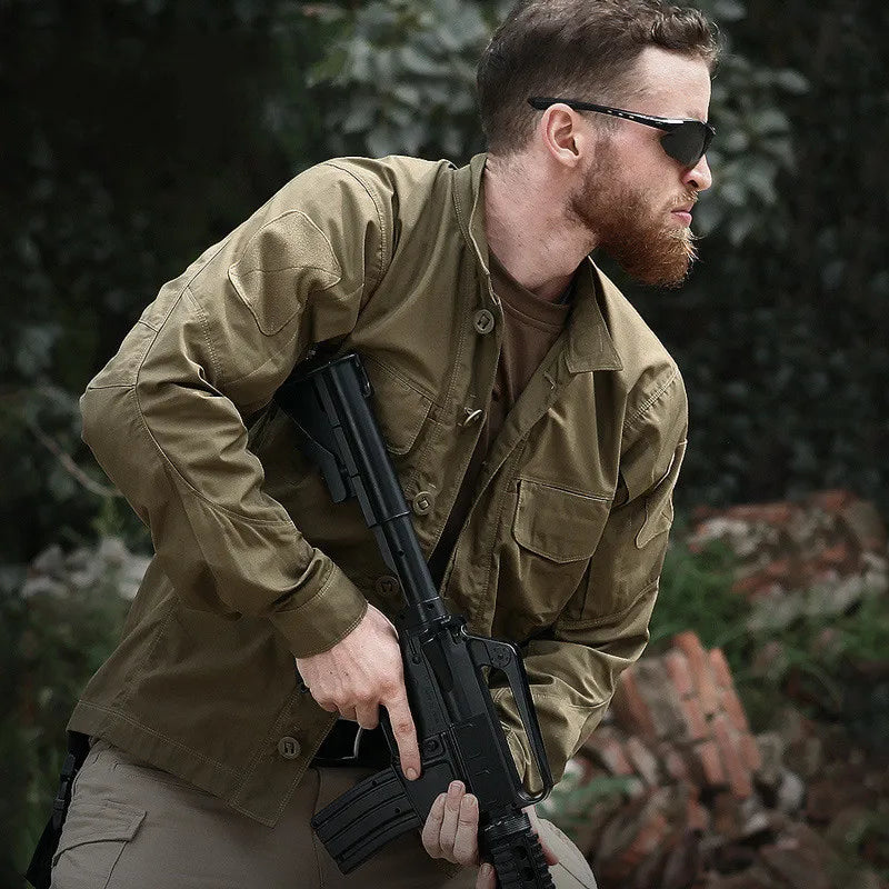 Military Tactical Long Sleeve Shirt - Multi-Pocket Camouflage Cargo Jacket
