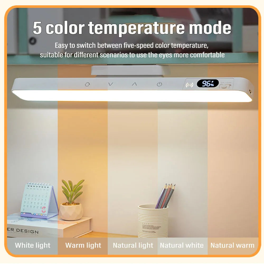 Lampe de table tactile intelligente, lampe de bureau magnétique avec batterie intégrée de 2000 mAh, lampe de chevet rechargeable avec miroir et lampe de lecture intégrée.