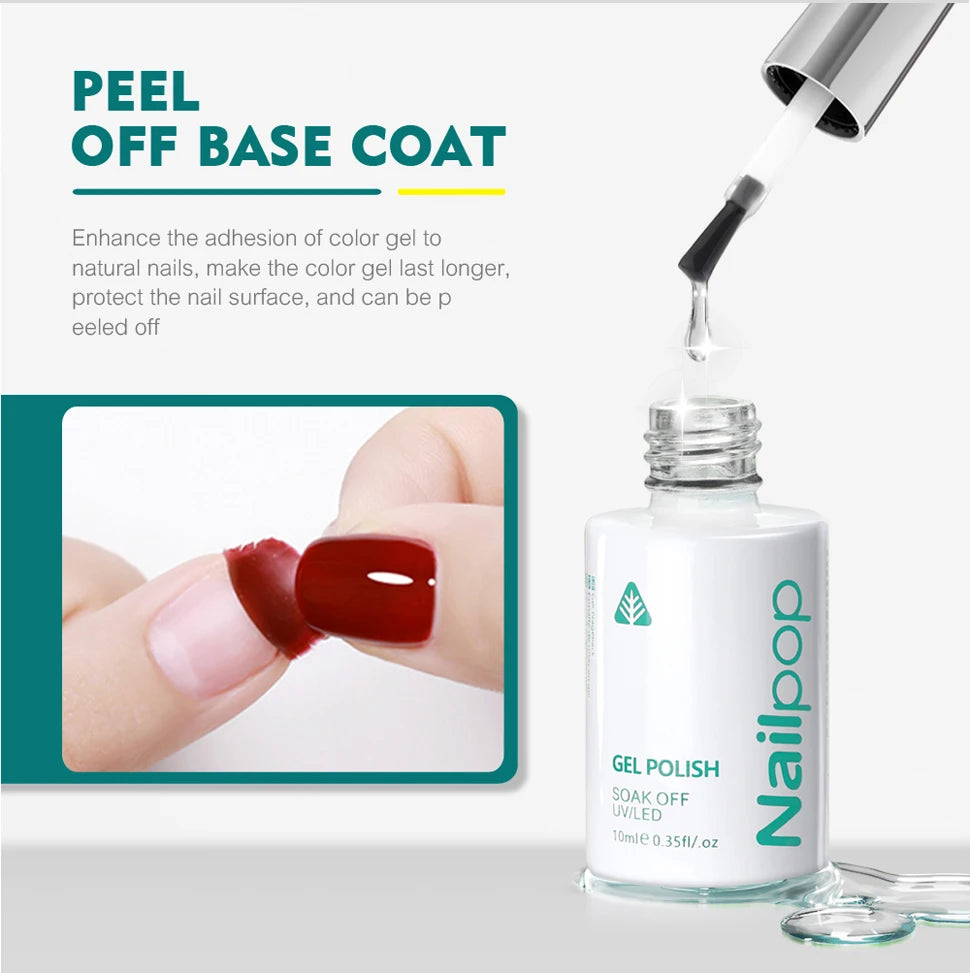 NAILPOP Vernis de finition sans résidu, base, primer, vernis gel UV, rehausseur de design, gel de renforcement, gel semi-permanent, outil de nail art UV/LED