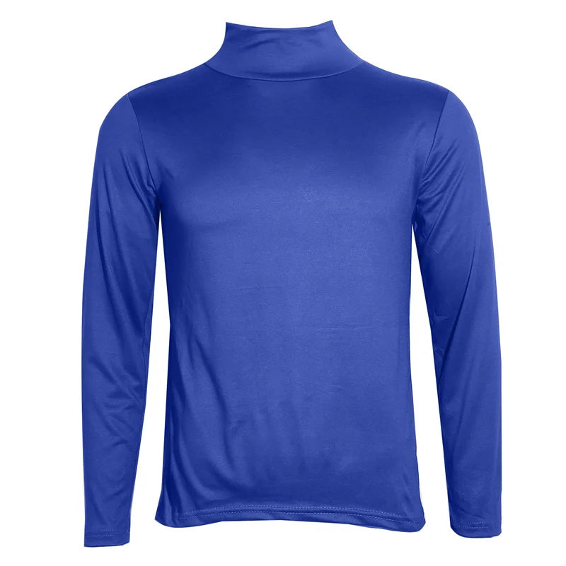 Men's High Neck T-Shirt - Fashion Solid Slim-Fit Long Sleeve Basic Tee