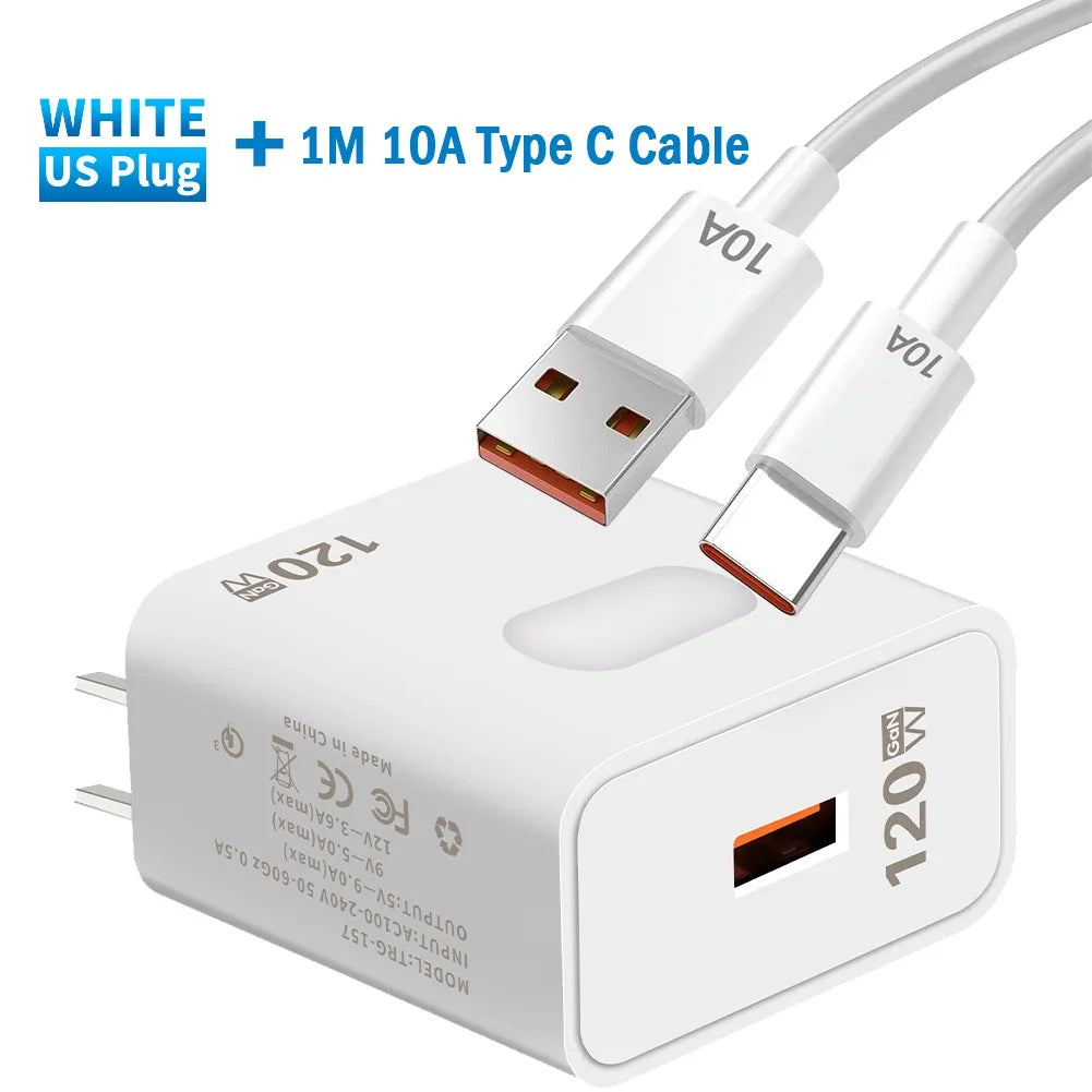 GaN USB Charger Fast Charging Quick Charge 3.0 Type C Cable Mobile Phone Charger Adapter For iPhone Huawei Samsung Xiaomi 14
