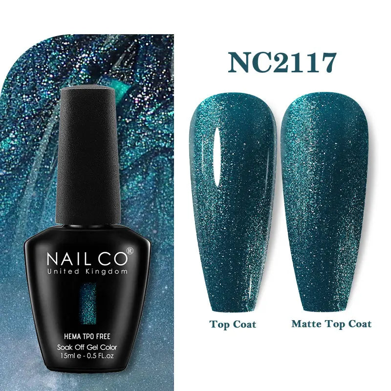 Vernis à ongles gel NAILCO 283 couleurs, base et top coat, semi-permanent, UV, pour nail art et manucure hybride.