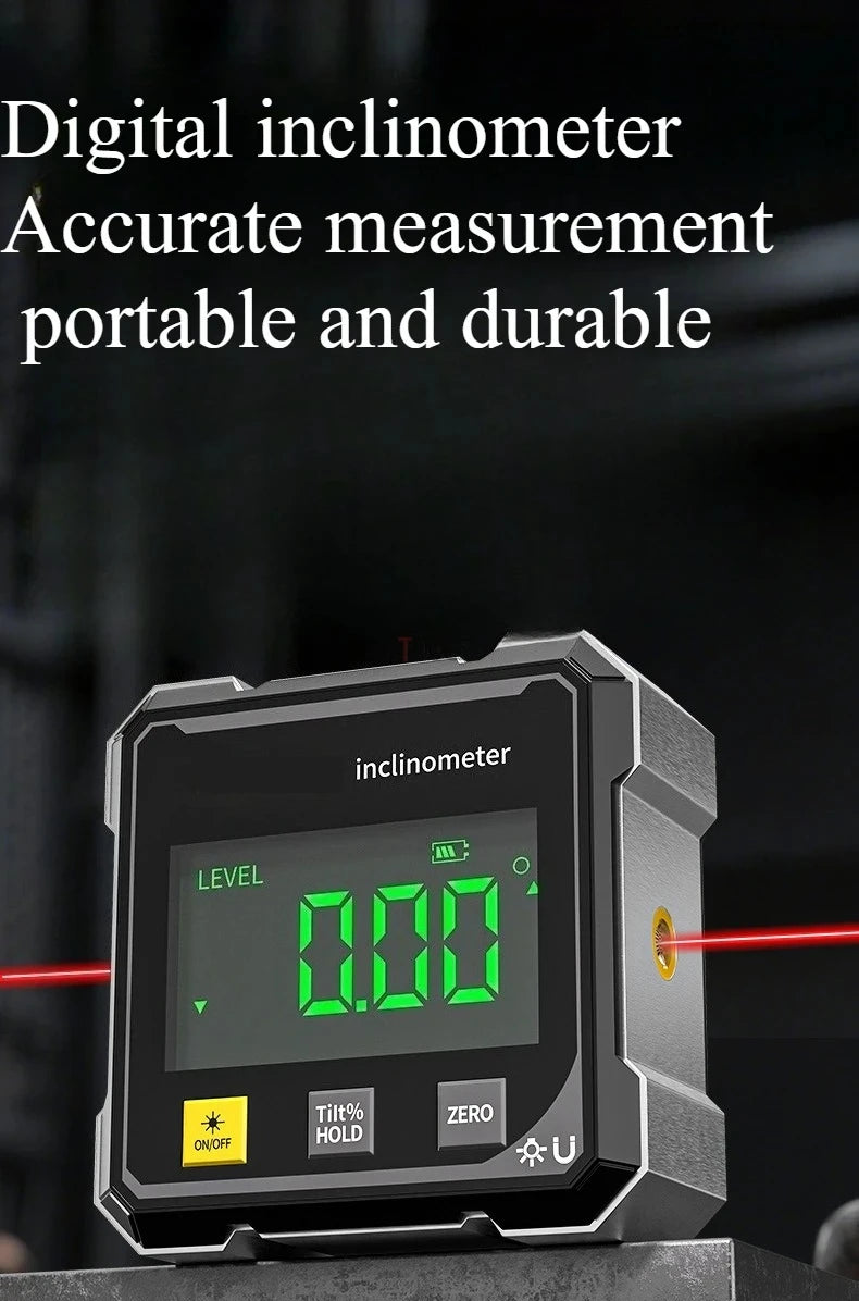 Outils pour le travail du bois : inclinomètre magnétique à double laser 4 faces, instrument de mesure d'angle numérique avec niveau laser de mesure d'inclinaison