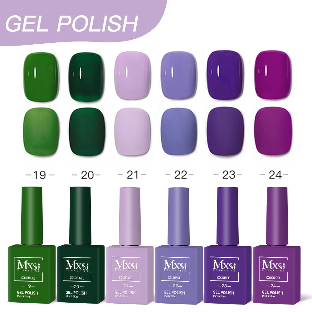 6-Piece UV LED Gel Polish Set - Semi-Permanent Nail Art Kit (15ml)