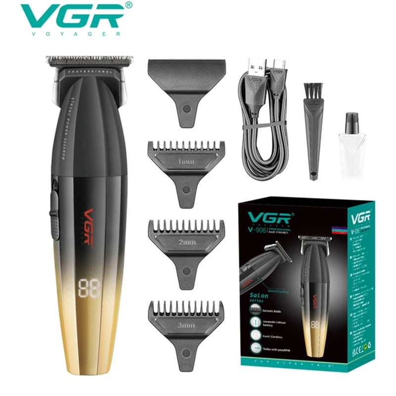 Tondeuse à cheveux professionnelle VGR, machine de coupe de cheveux sans fil, avec affichage numérique, pour hommes V-003