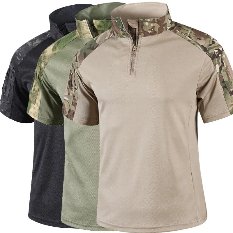 Camo Tactical Shirt Short Sleeve - Quick Dry Combat T-Shirt