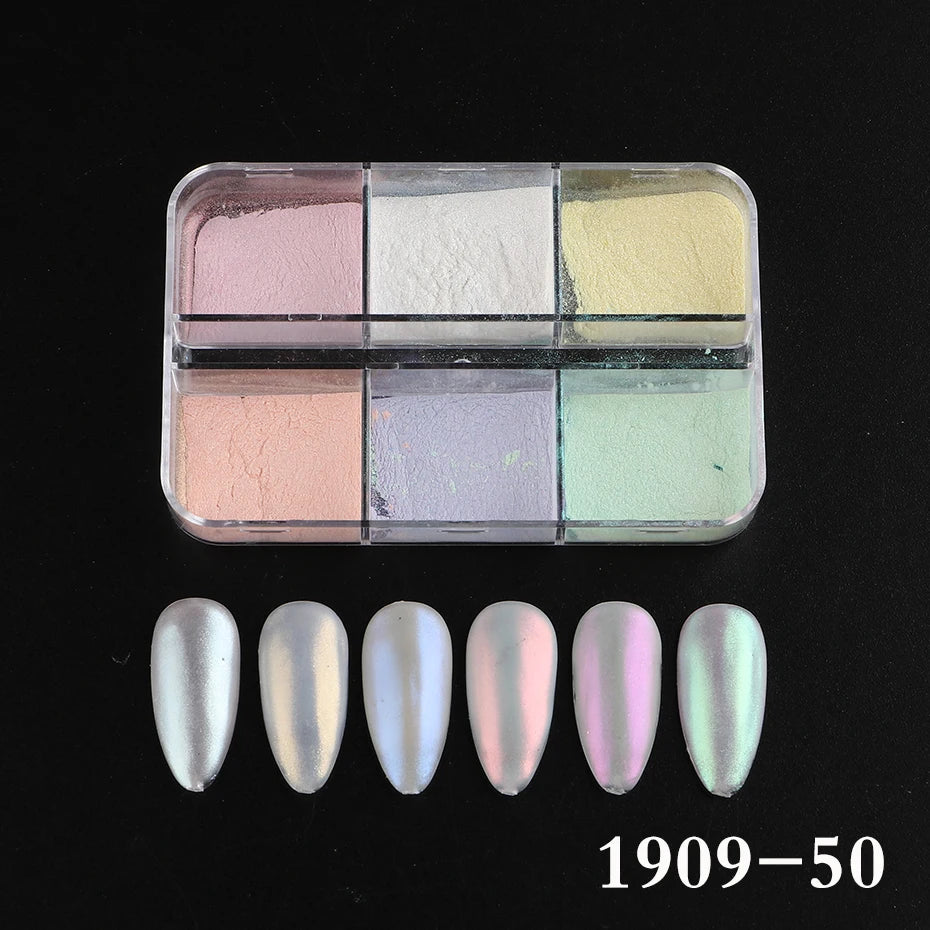 Ongles effet miroir clair de lune, poudre, pigments métalliques chromés, vernis gel, paillettes laser, aurore nacrée brillante, manucure, décoration