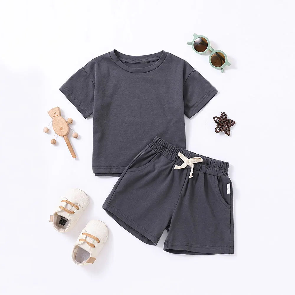 Summer 2pcs Kids Clothes Sets Children Sports Style Tracksuits T-shirts and Shorts Boy and Girl Outfits Suits