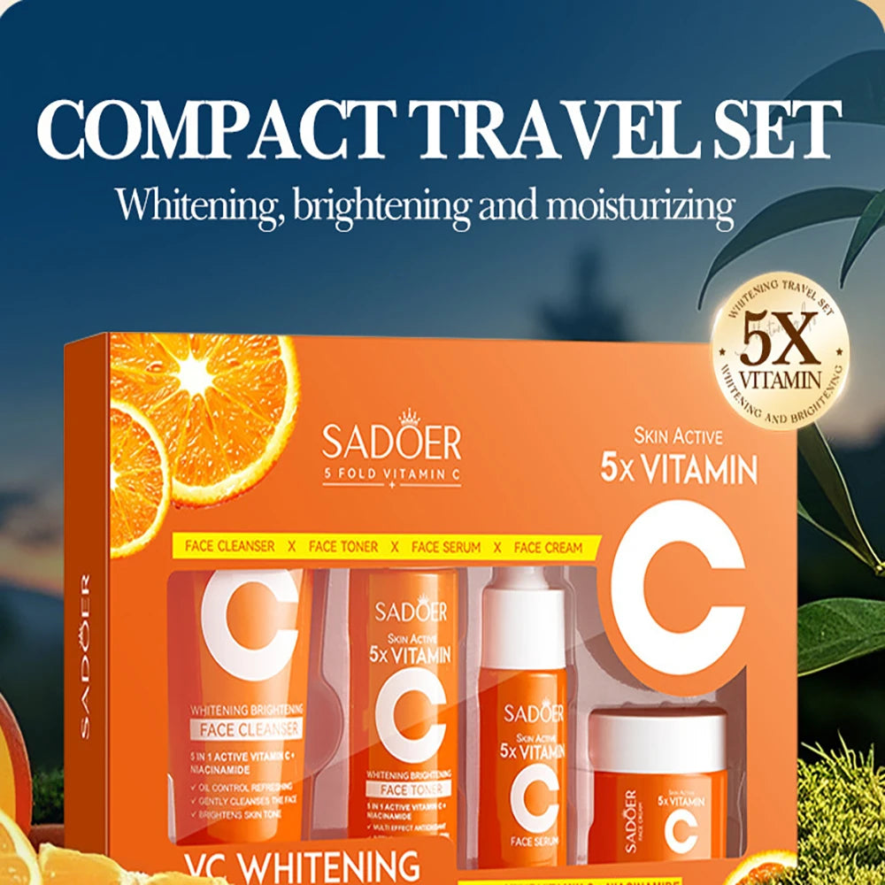 Vitamin C Moisturizing Travel Skincare Set - Cleanser, Toner & Serum