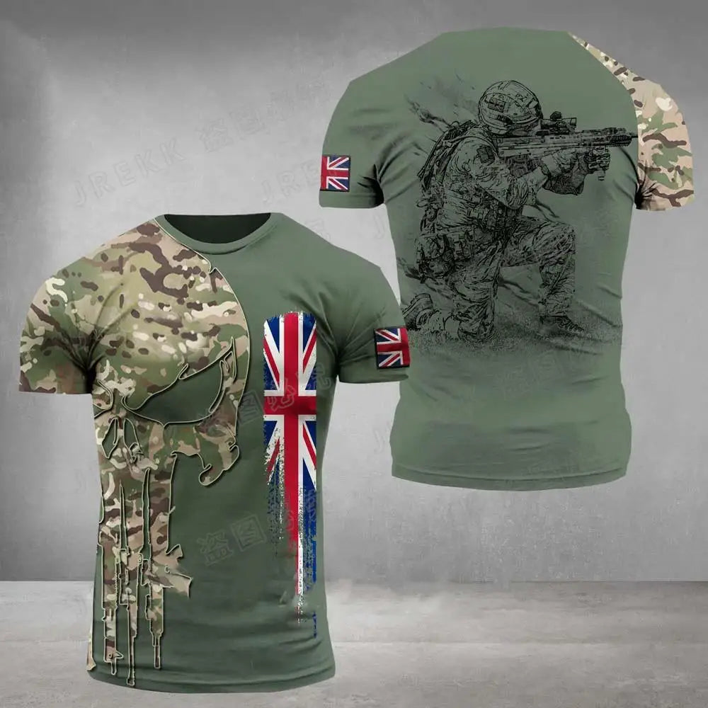 British Soldier Army Veteran T-Shirt - 3D Printed Camouflage Tee