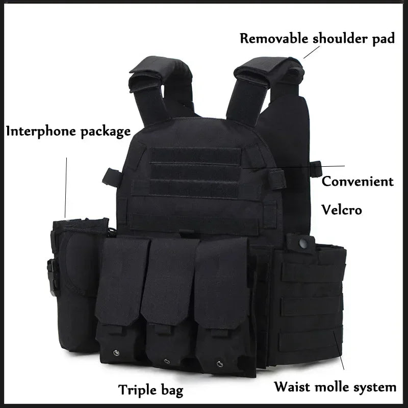 6094 Military Combat Army Wargame VestNylon Pouch Molle Gear Tactical Vest Body Armor Hunting Plate Carrier Airsoft Accessories