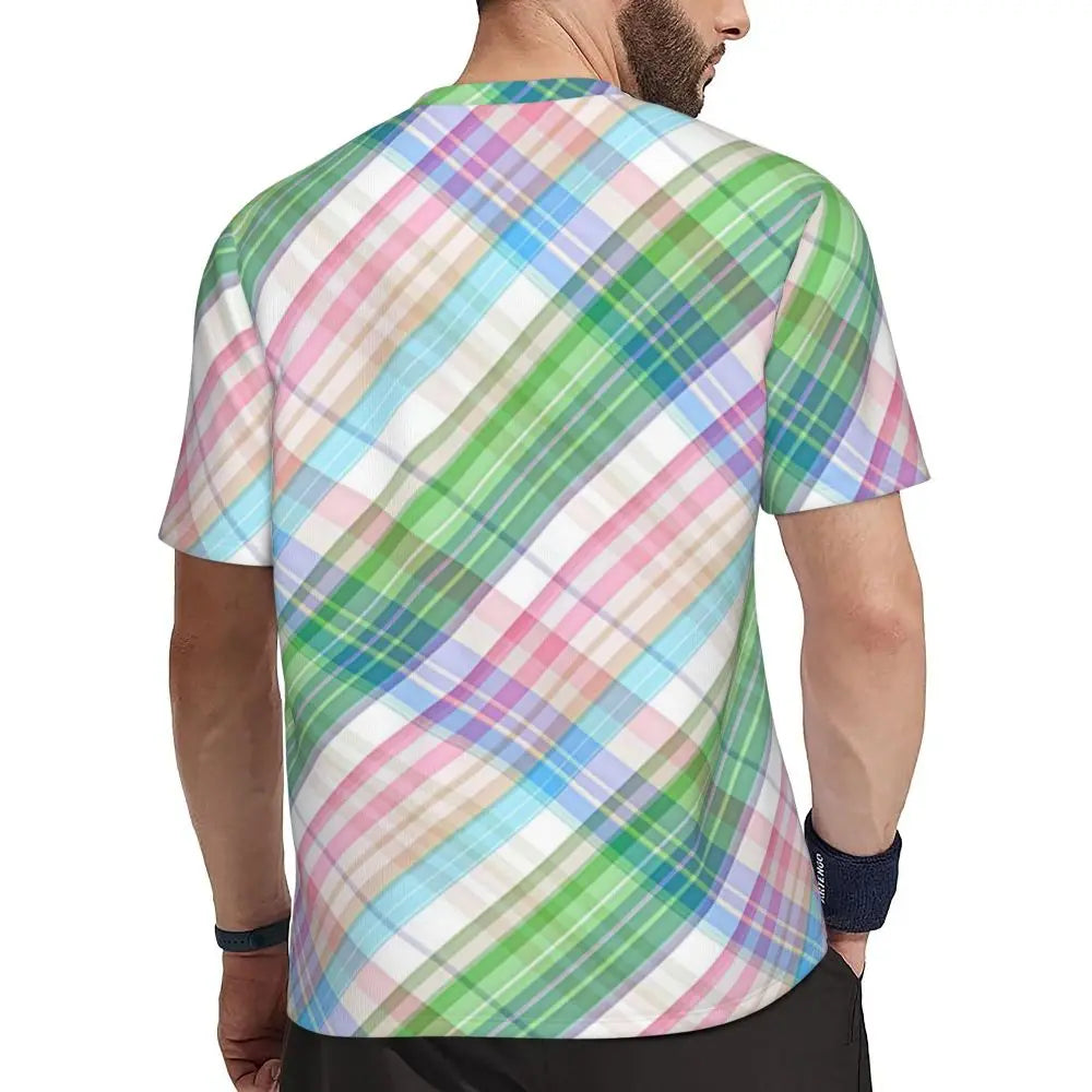 Gym T-Shirt Mondrian Line - Colorful Plaid Y2K Retro Graphic Tee