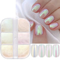 Ongles effet miroir clair de lune, poudre, pigments métalliques chromés, vernis gel, paillettes laser, aurore nacrée brillante, manucure, décoration