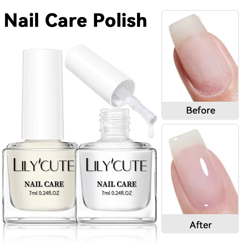LILYCUTE Nail Strengthener Polish - Milky White Pink Care Varnish 7ML