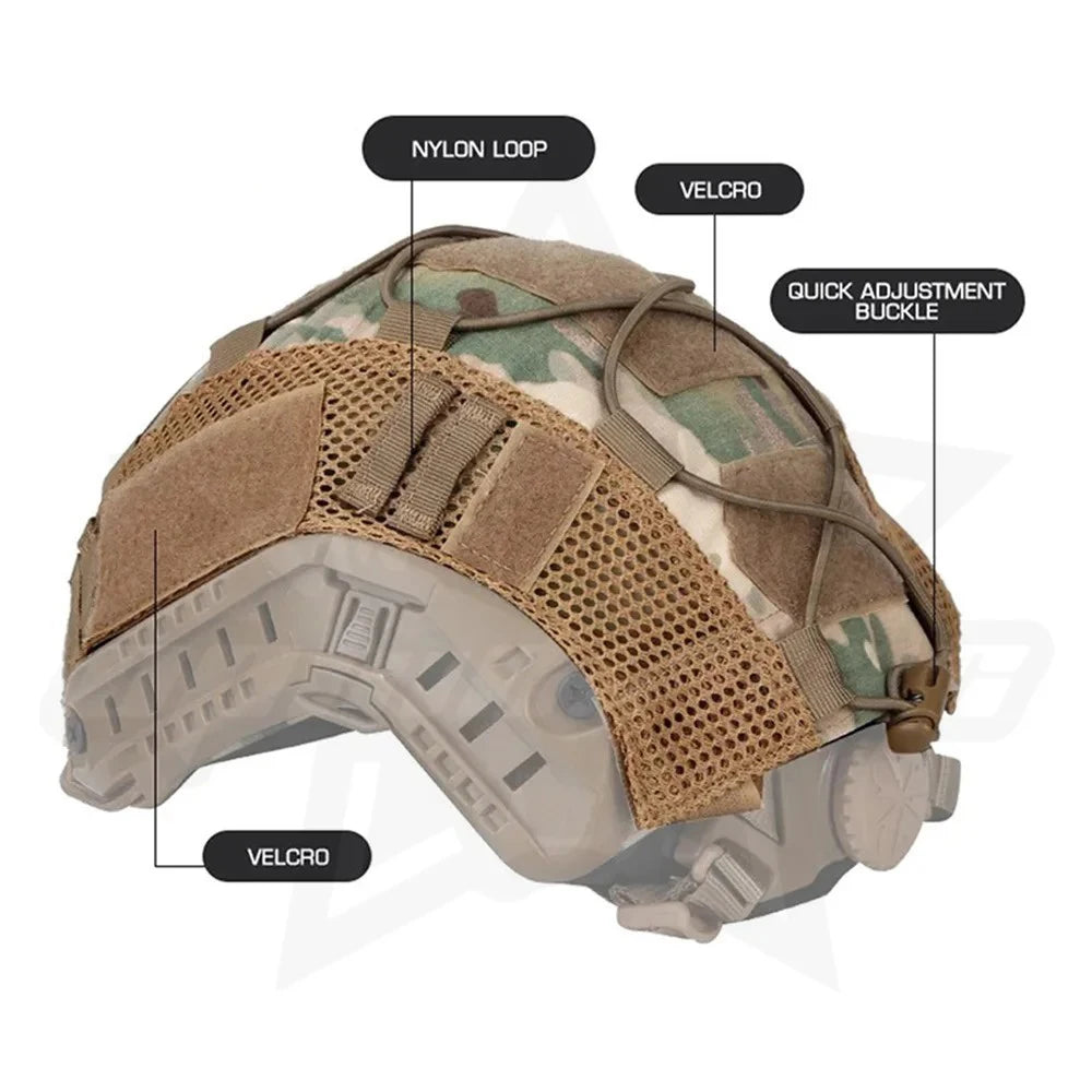 Tactical Helmet Cover - Multi-Camo Fast Helmet Cover for Airsoft & Paintball