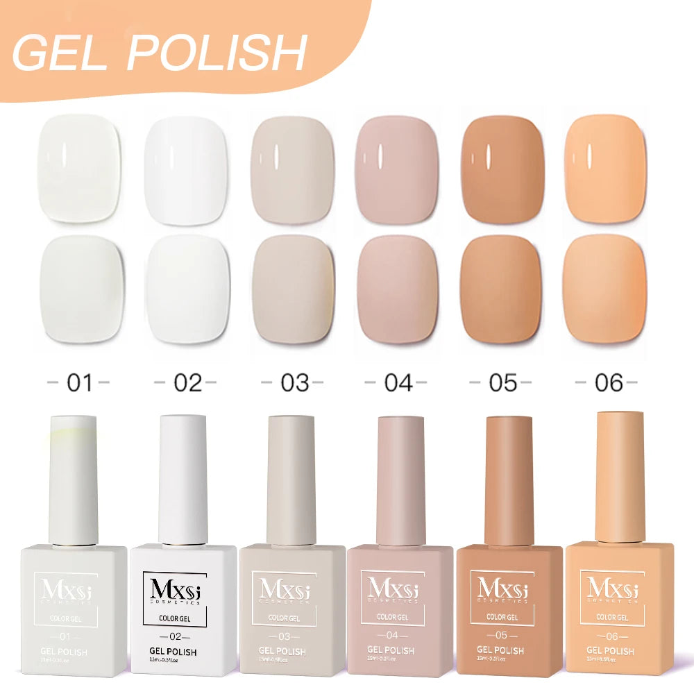 6-Piece UV LED Gel Polish Set - Semi-Permanent Nail Art Kit (15ml)