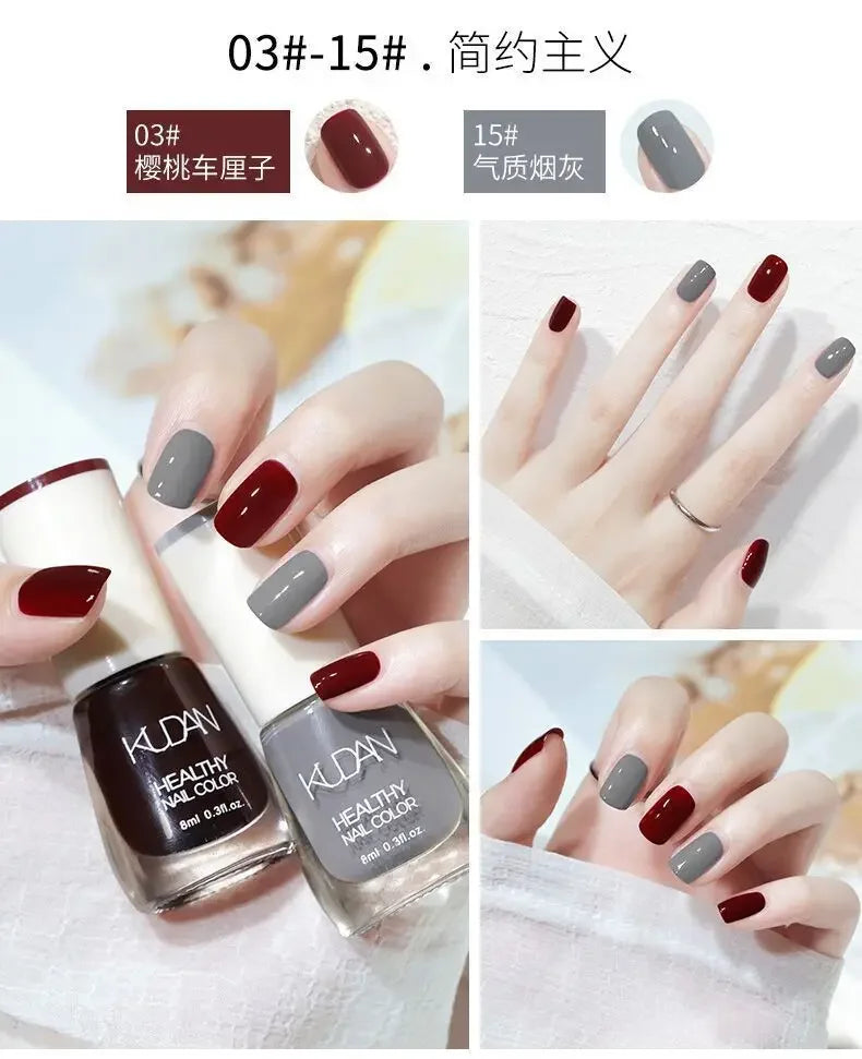 Vernis à ongles sans lampe UV, blanc à fines paillettes, sans cuisson, sans décollement, base huileuse transparente et brillante, couleur nude