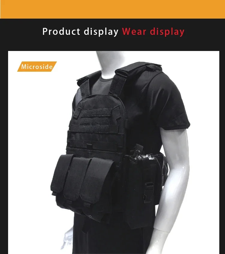6094 Military Combat Army Wargame VestNylon Pouch Molle Gear Tactical Vest Body Armor Hunting Plate Carrier Airsoft Accessories