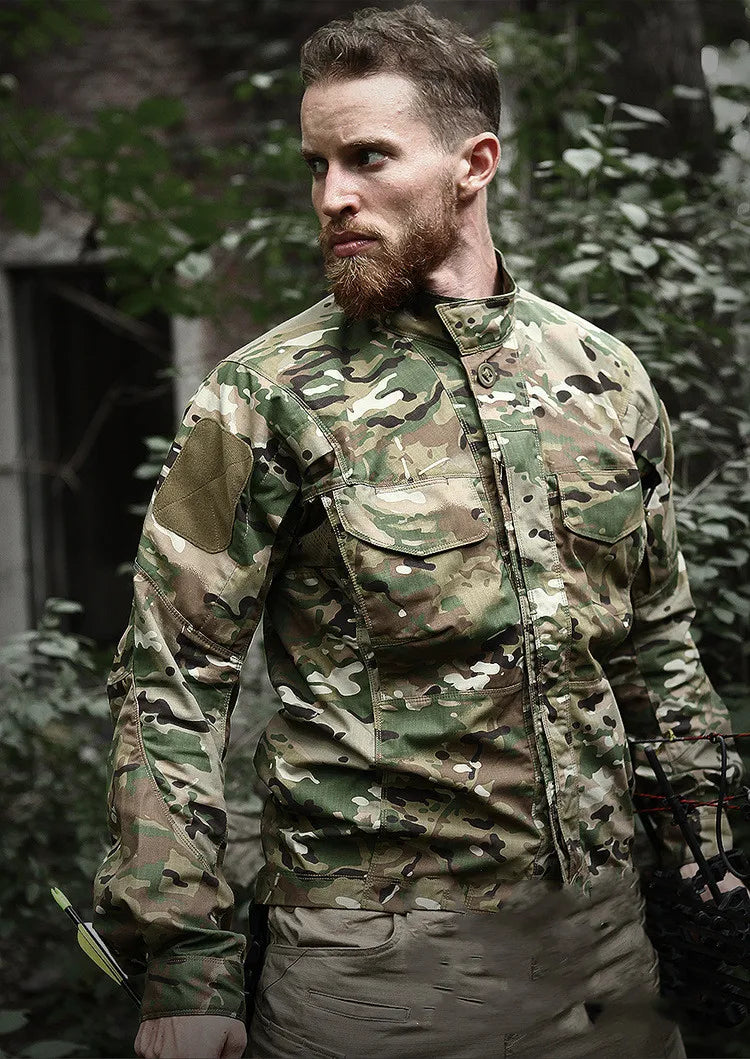 Military Tactical Long Sleeve Shirt - Multi-Pocket Camouflage Cargo Jacket