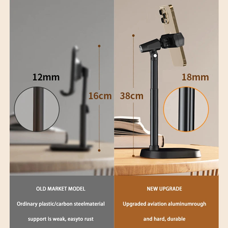Cell Phone Stand Desk Phone Holder Height Angle Adjustable Aluminum Alloy Universal Phone Stand Office for iPhone 15Pro Max Plus