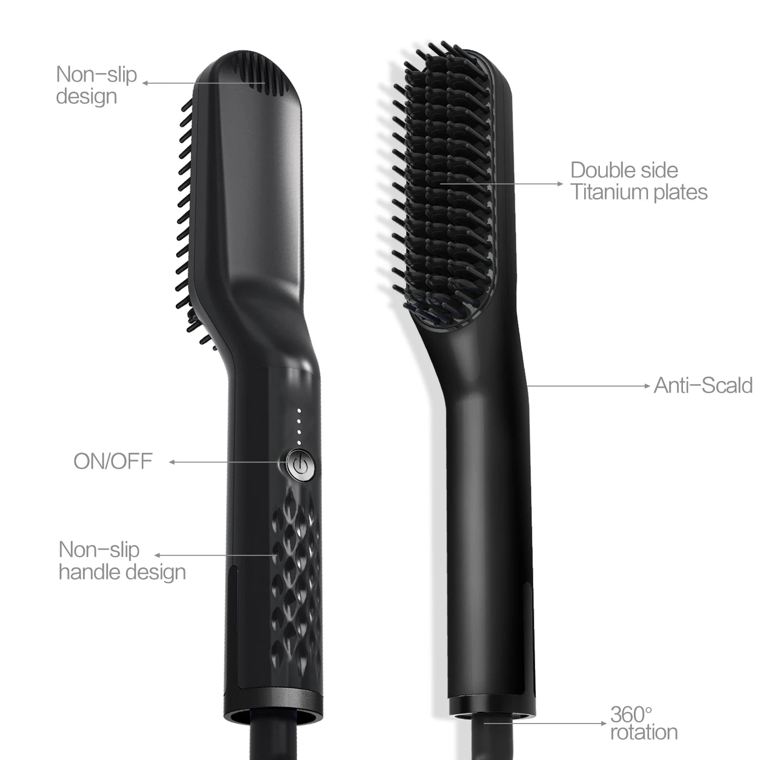 Hair Straightening Brush Hot Comb Straightener Electric Negative Ion Heating Comb For Men Beard Wet Dry Use Quick Hair Styler