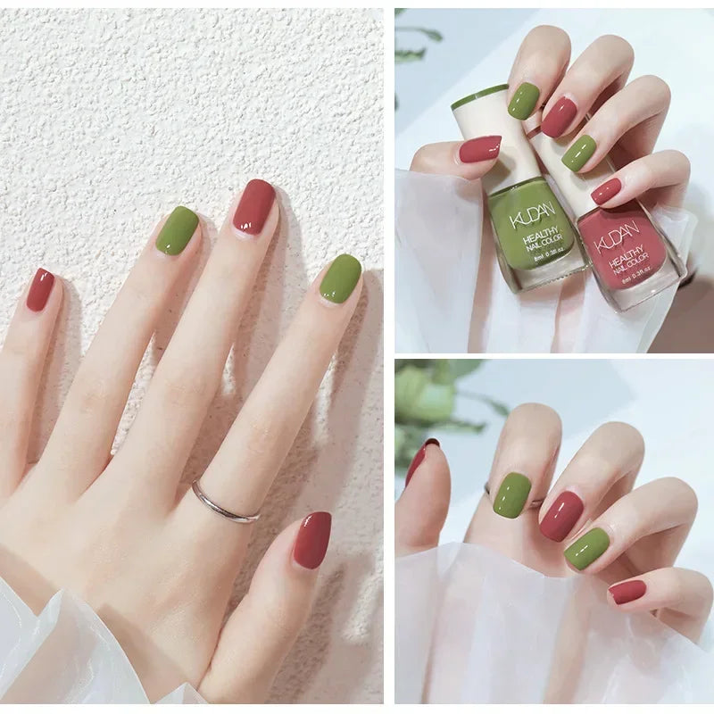 Vernis à ongles sans lampe UV, blanc à fines paillettes, sans cuisson, sans décollement, base huileuse transparente et brillante, couleur nude