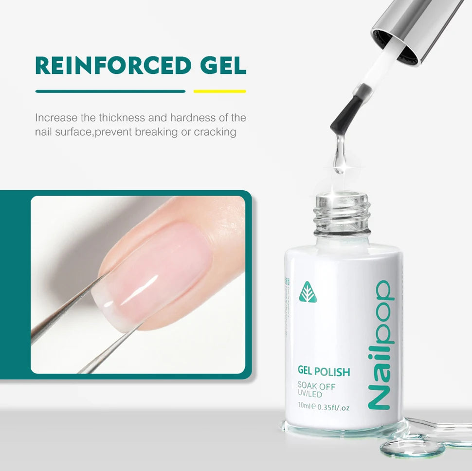 NAILPOP Vernis de finition sans résidu, base, primer, vernis gel UV, rehausseur de design, gel de renforcement, gel semi-permanent, outil de nail art UV/LED