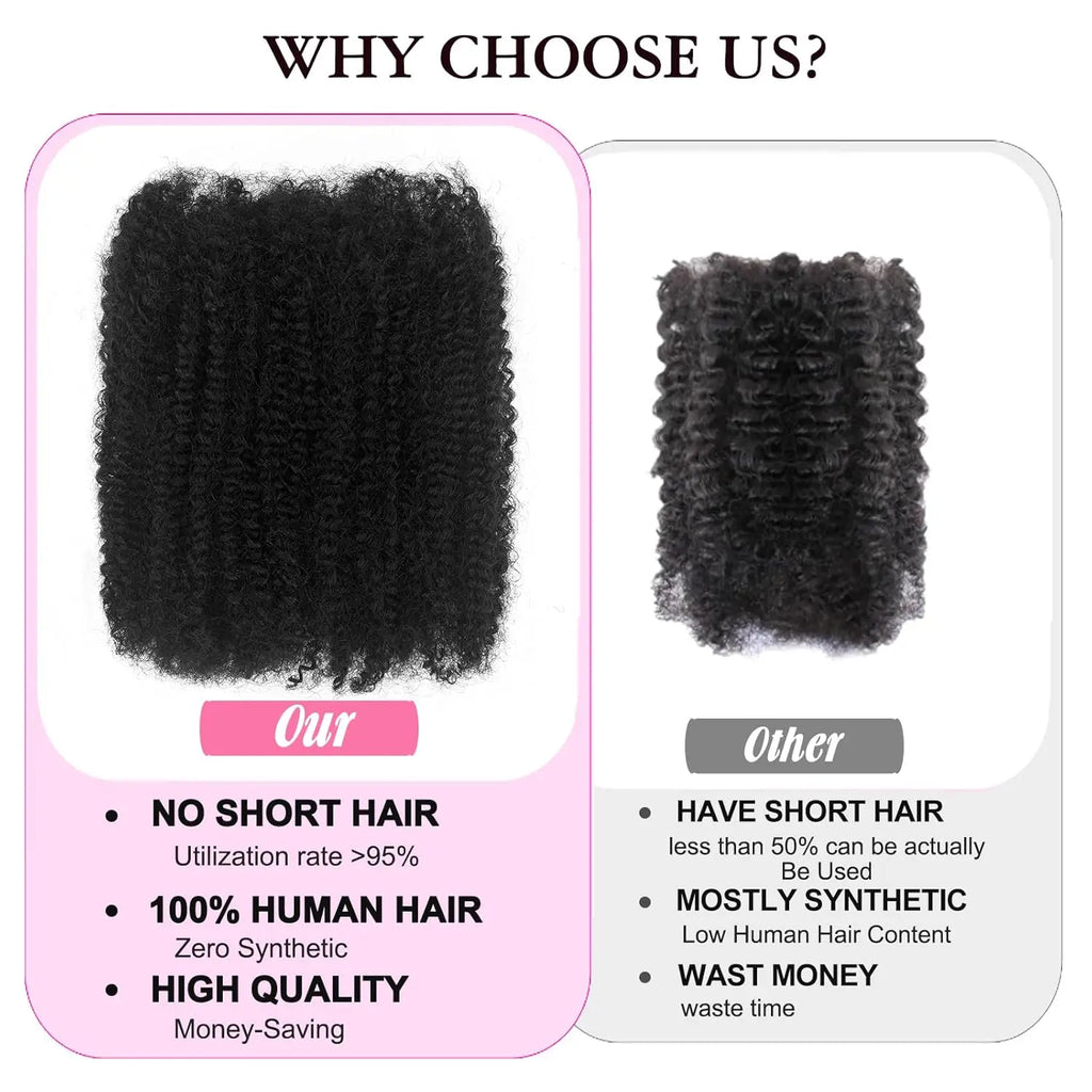 Human Braiding Hair for Boho Braids Afro Curl Human Hair Bulk for Braiding Wet and Wavy Brazilian Virgin Human Hair for Braiding