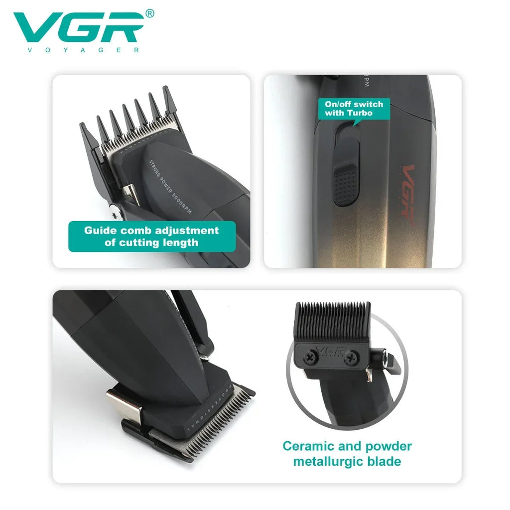 Tondeuse à cheveux professionnelle VGR, machine de coupe de cheveux sans fil, avec affichage numérique, pour hommes V-003