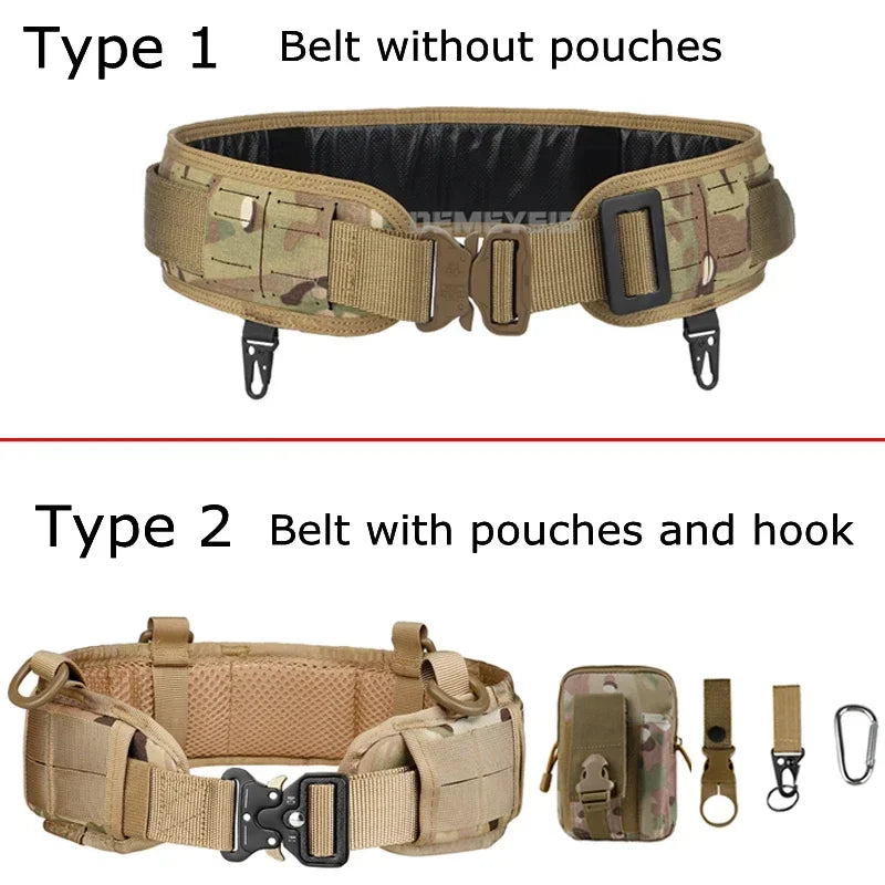 Tactical MOLLE Padded Belt - Combat Waist Belt for Airsoft & Hunting