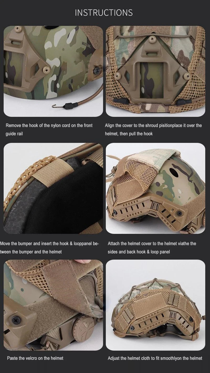 Tactical Helmet Cover - Multi-Camo Fast Helmet Cover for Airsoft & Paintball
