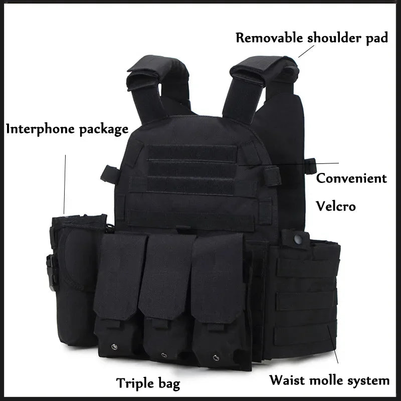 6094 Military Combat Army Wargame VestNylon Pouch Molle Gear Tactical Vest Body Armor Hunting Plate Carrier Airsoft Accessories